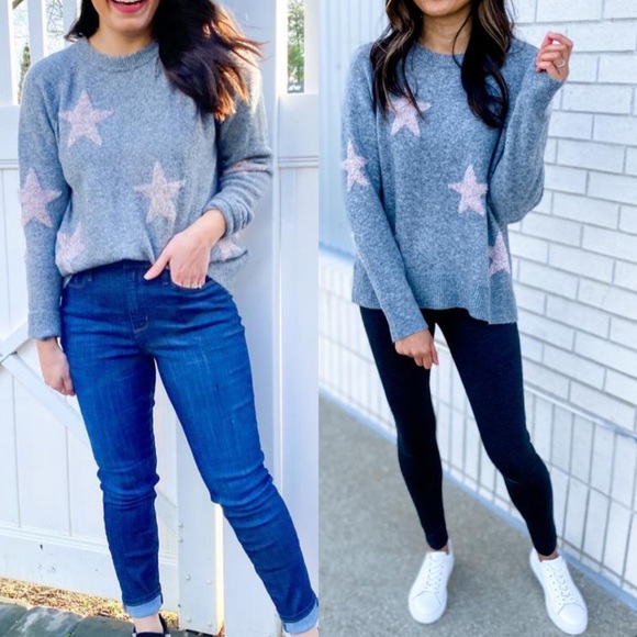LOFT | Sweaters | Loft Lou Grey Shimmer Star Sweater | Poshmark